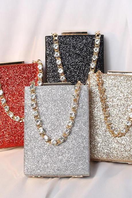 Glittering Evening Clutch Bags With Crystal Embellishments
