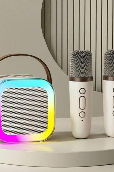 Portable Karaoke Speaker With Led Lights And Microphones