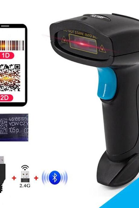 Wireless 2d Barcode Scanner With Stand, Usb Bluetooth
