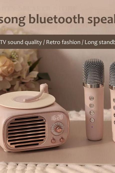 Retro Portable Karaoke Bluetooth Speaker With Microphones