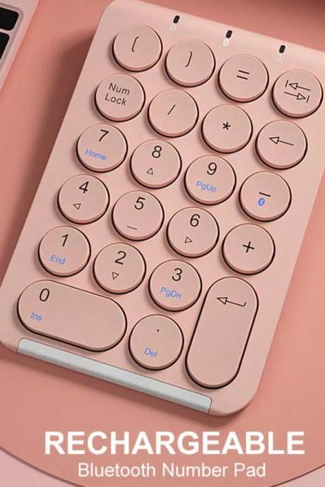 Portable Rechargeable Bluetooth Numeric Keypad Pink Design