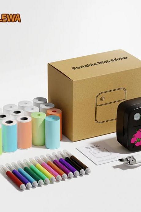 Compact Wireless Mini Printer With Color Paper Rolls