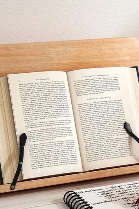 Adjustable Bamboo Book Stand With Page Holders