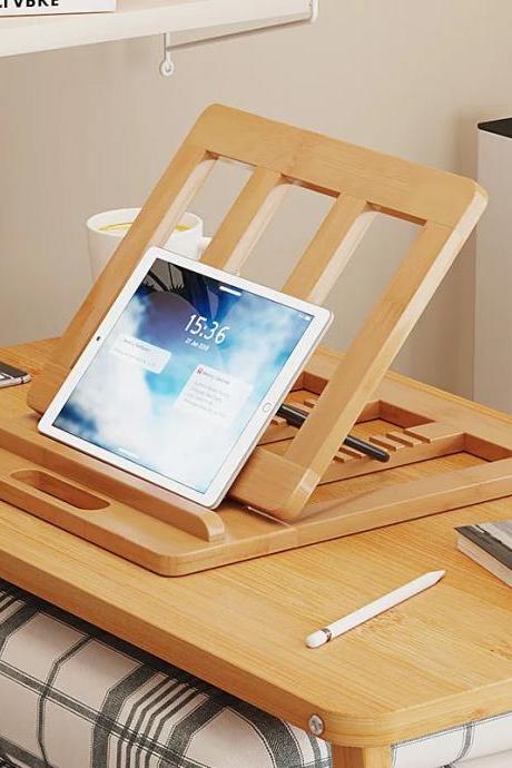 Adjustable Bamboo Laptop Desk With Drawer Organizer