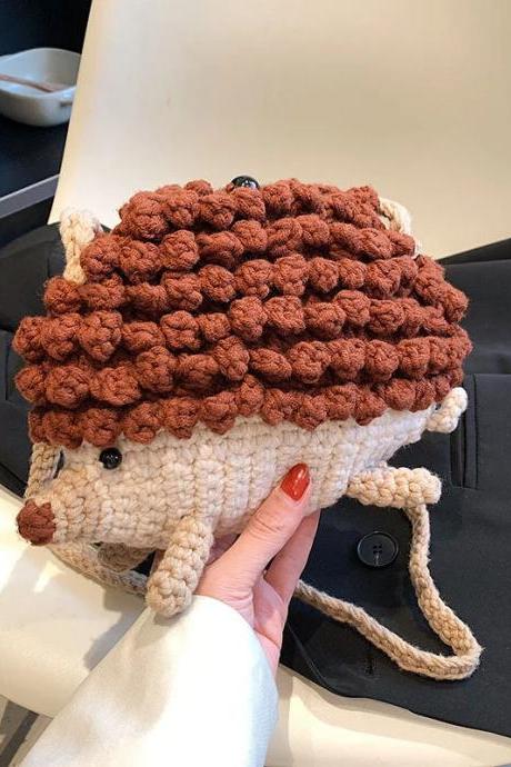 Handmade Crochet Hedgehog Design Fashion Shoulder Bag