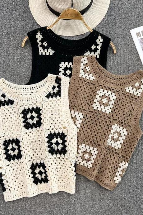 Boho Chic Handmade Crochet Knit Sleeveless Tank Top