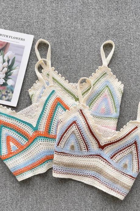Handmade Crochet Knit Crop Top Bohemian Summer Fashion