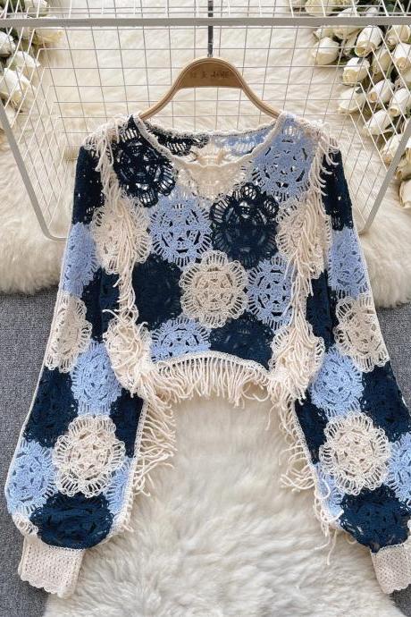 Bohemian Fringe Crochet Lace Cardigan Sweater For Women