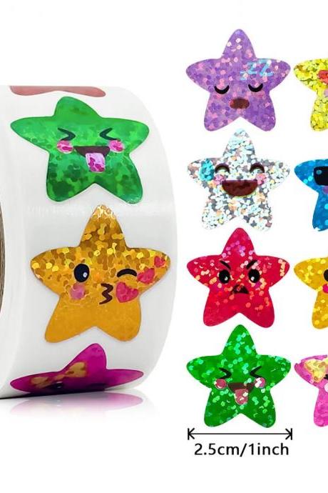 Colorful Glitter Star Face Stickers Roll For Kids