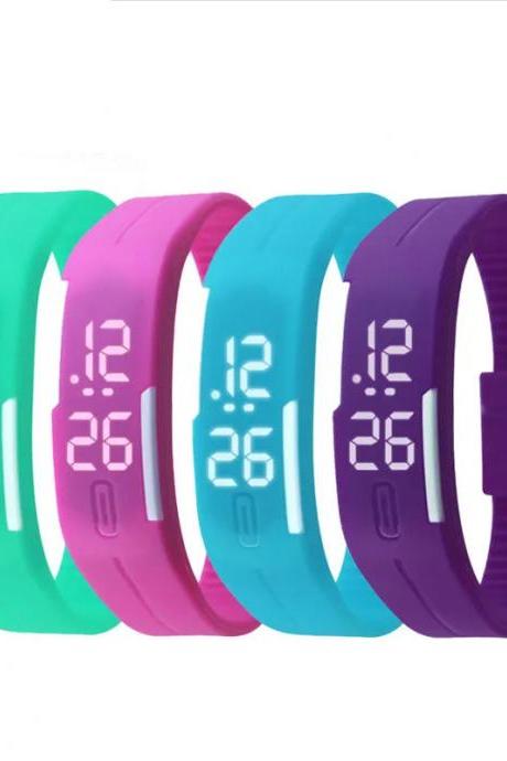 Colorful Digital Led Sports Unisex Silicone Wristbands 4-pack