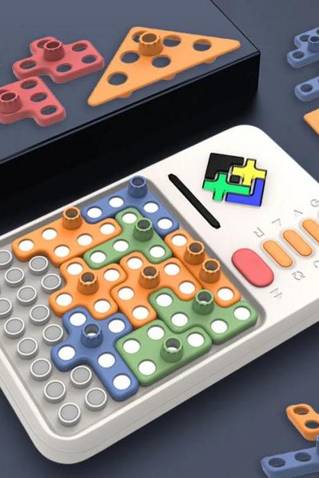 Compact Strategy Board Game With Colorful Puzzle Pieces