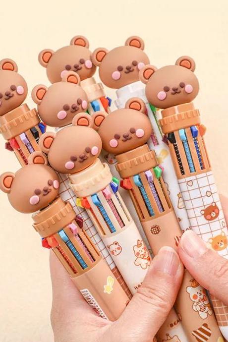 Cute Cartoon Bear Head Top Retractable Gel Pens
