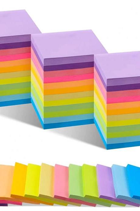 Vibrant Rainbow Sticky Notes Block Set, 6 Pads