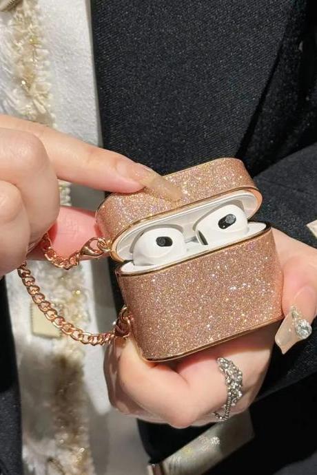 Sparkling Glitter Airpods Case With Chain Accessory