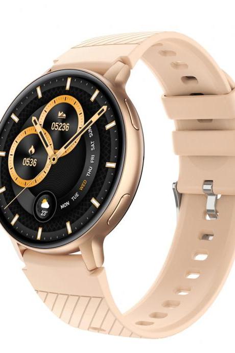 Elegant Gold-tone Smartwatch With Leather Strap, Fitness Tracker