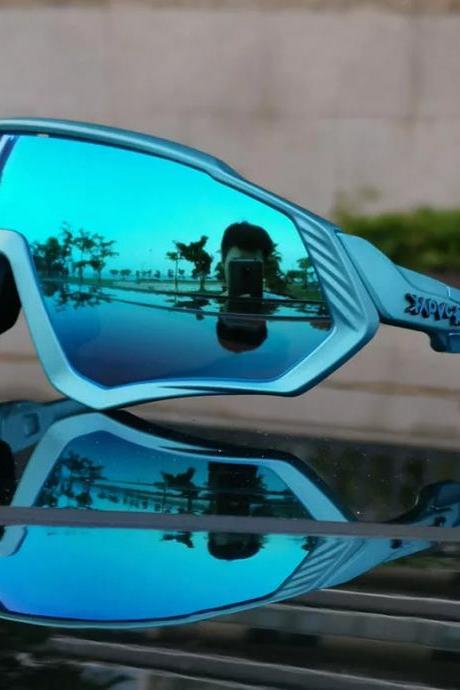 Polarized Sports Sunglasses With Reflective Blue Mirror Lens