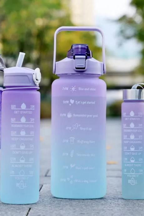 Motivational Time Marker Leakproof Water Bottles Set