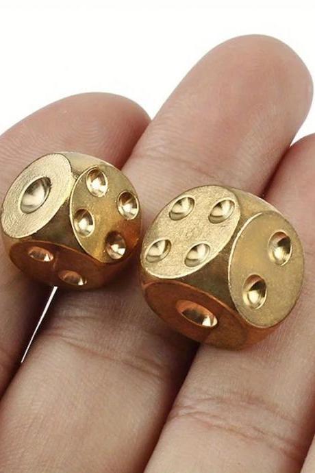Vintage Style Solid Brass Six-sided Dice Set