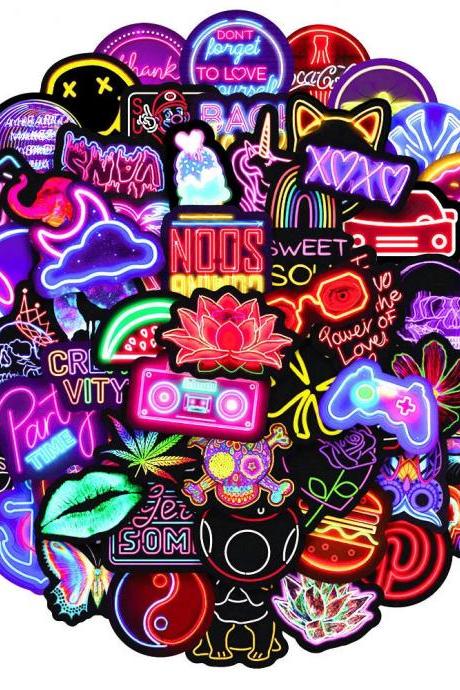 Vibrant Neon Aesthetic Sticker Pack For Laptops And Phones
