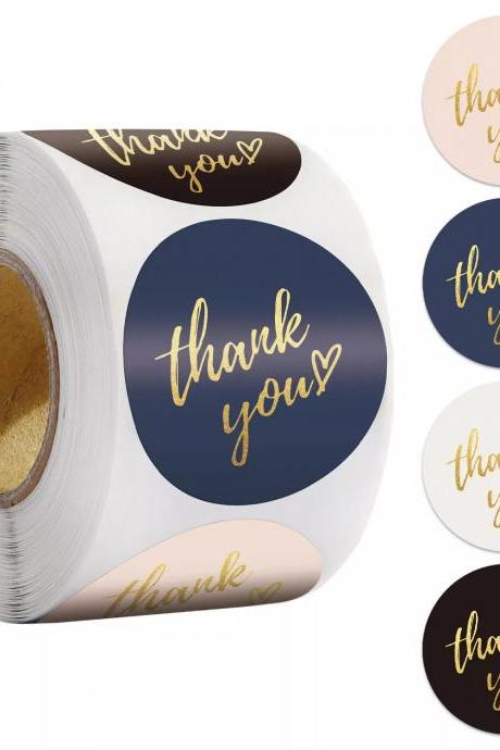 Elegant Gold Foil Thank You Sticker Labels Roll