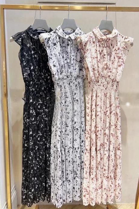 Elegant Floral Print Sleeveless Maxi Summer Dress