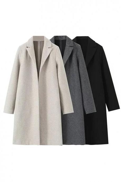 Classic Wool-blend Overcoat In Neutral Colors Tri-pack