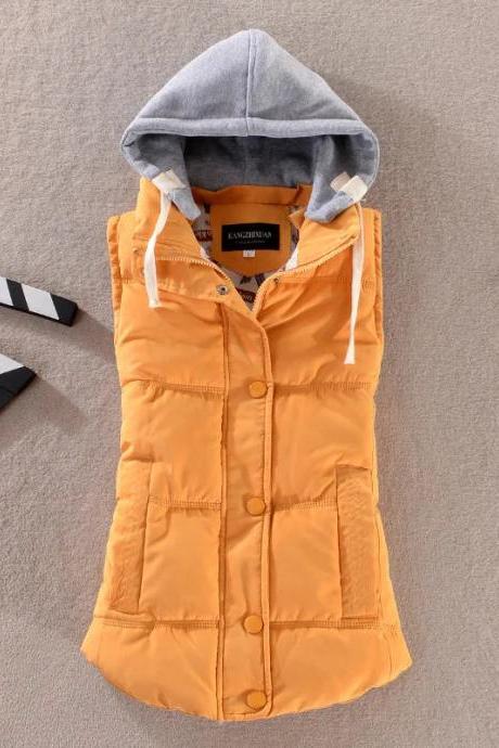 Hooded Sleeveless Quilted Puffer Vest Jacket Unisex