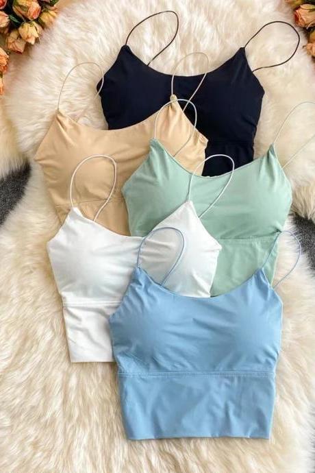 Womens Assorted Color Spaghetti Strap Crop Tops