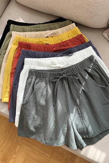 Casual Elastic Waist Drawstring Shorts In Various Colors