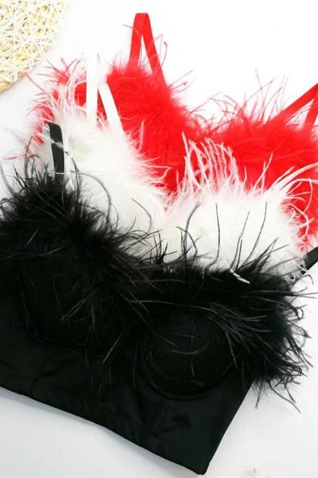 Festive Feathered Party Crowns In Red, Black, White