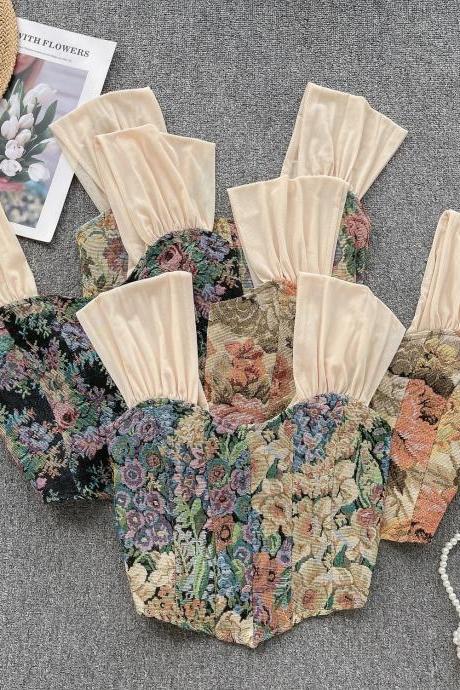 Vintage Floral Velvet Scrunchies Set Of Five