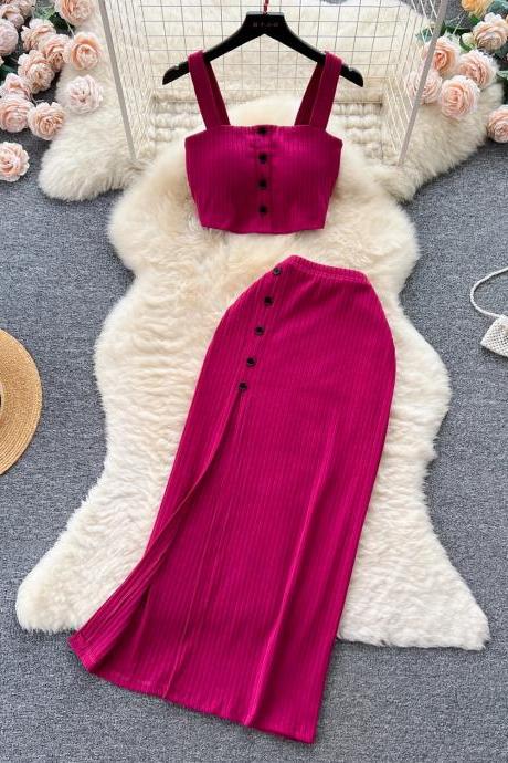 Womens Sleeveless Summer Dress With Button Detail