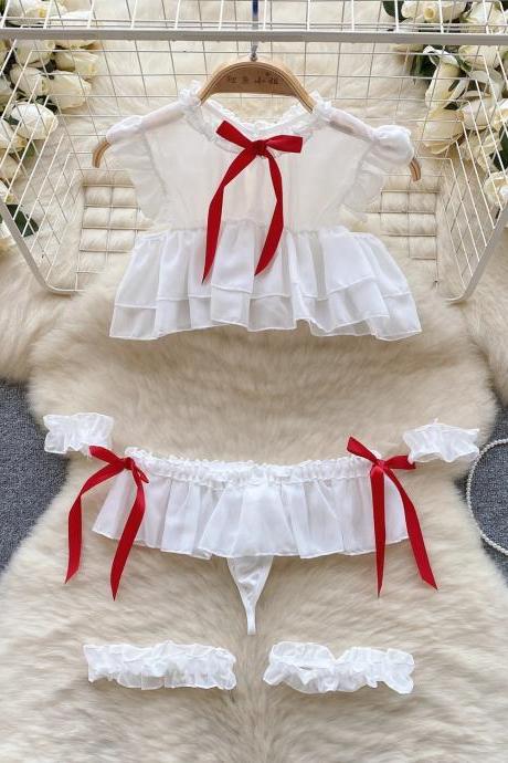 Baby Girl White Dress And Bloomers Set With Red Bows
