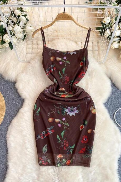 Womens Floral Print Summer Cami Dress With Scarf
