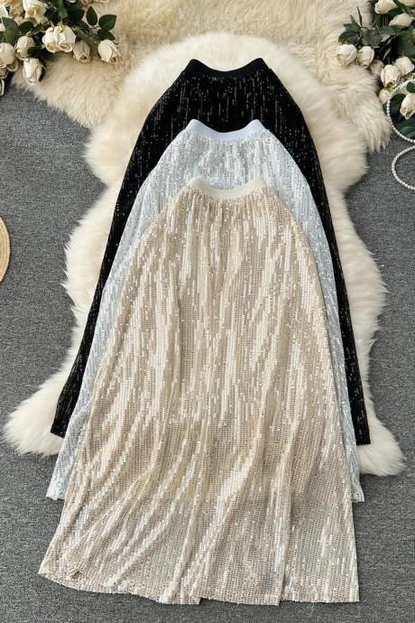 Elegant Ombre Sequin Maxi Skirt For Evening Wear