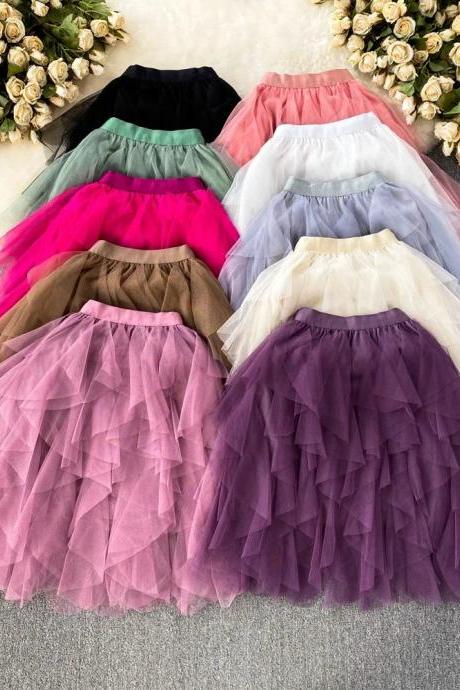 Womens Premium Tulle Midi Skirt In Various Colors