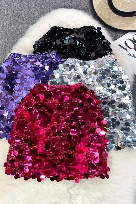 Womens Sparkly Sequin Party Skirts In Various Colors