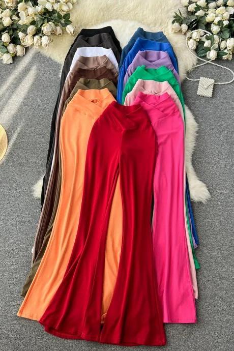Elegant Satin Maxi Skirts In Various Solid Colors