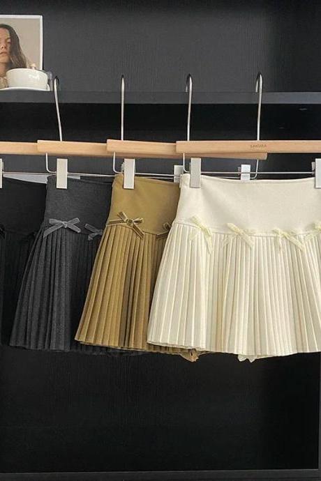 Womens Pleated Skirts With Bow Detail In Various Colors