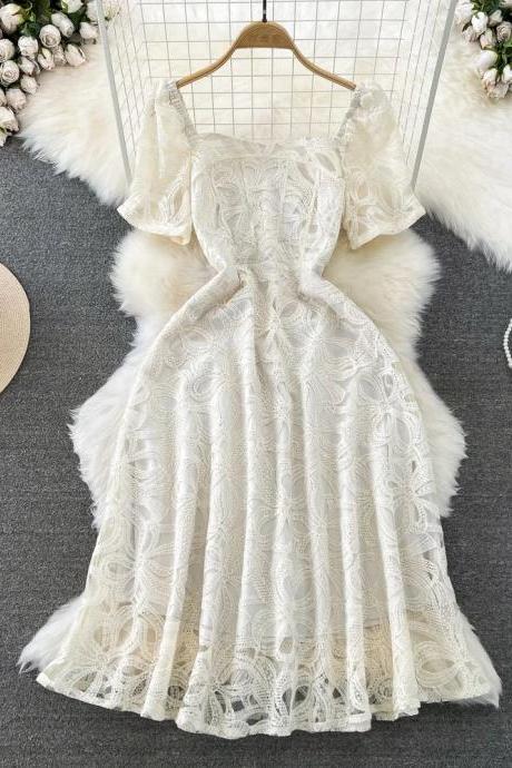 Elegant Off-shoulder Lace Midi Bridal Dress