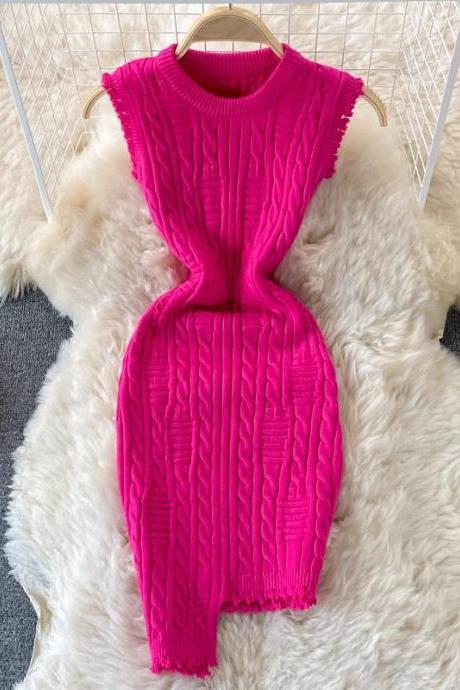 Womens Sleeveless Turtleneck Cable Knit Sweater Dress