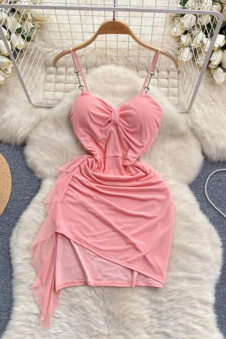 Elegant Pink Sweetheart Neckline Cocktail Dress With Draping