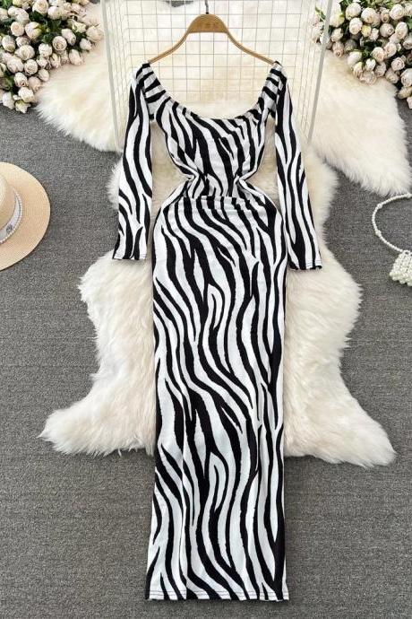 Womens Sleeveless Zebra Print Midi Summer Dress