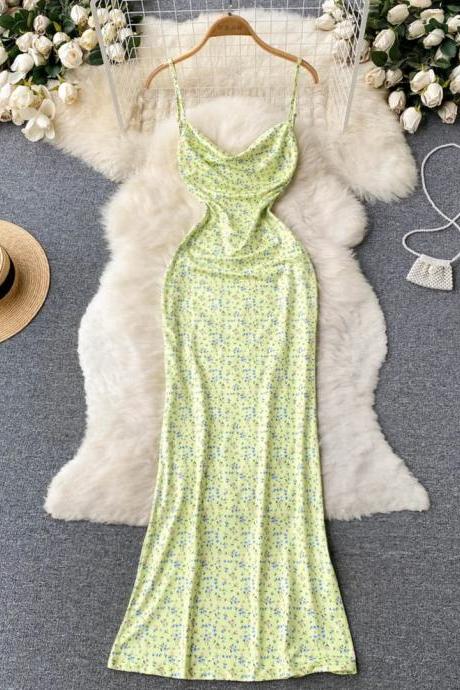 Floral Print Cowl Neck Slip Midi Dress For Women