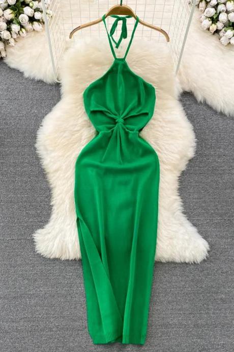 Elegant Emerald Green Halter Neck Jumpsuit With Knot