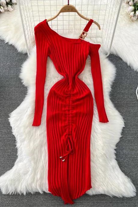 Elegant Red Velvet Off-shoulder Bodycon Midi Dress