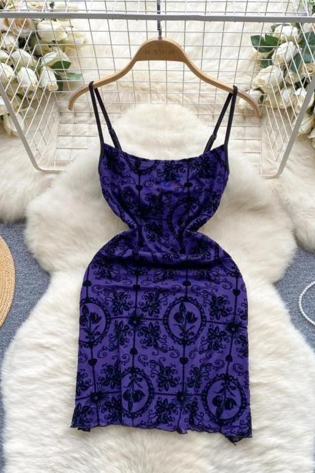 Womens Elegant Purple Lace Overlay Cami Dress