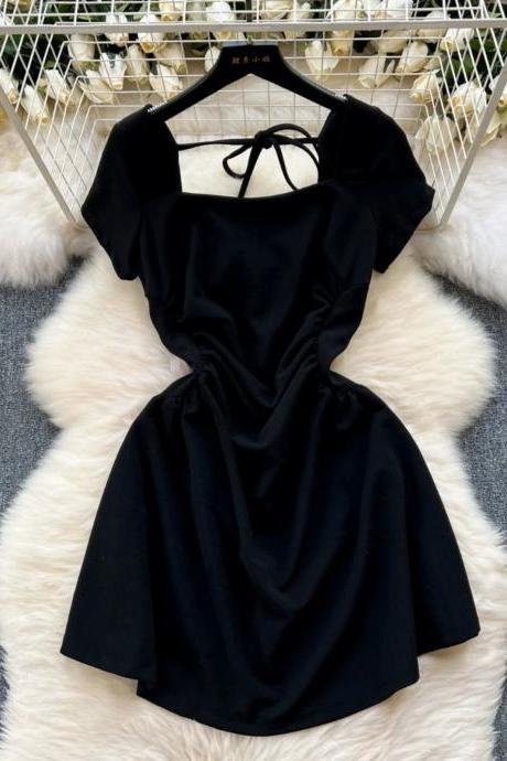Elegant Black Off-shoulder Mini Dress With Bow Tie