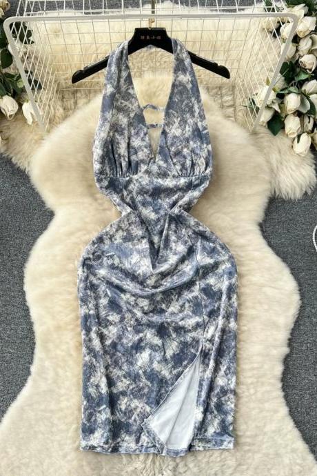 Womens Halter Neck Velvet Dress Sleeveless Winter Fashion