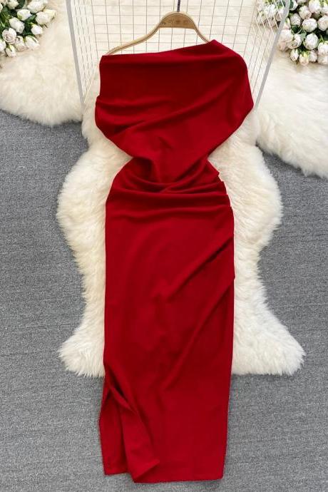 Elegant Red Satin Long Scarf For Evening Wear